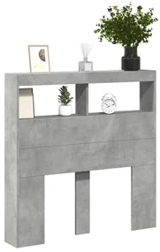 Testiera con contenitore a led grigio cemento 100x17x102 cm