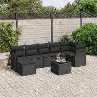 Set Divani da Giardino con Cuscini 8 pz Nero in Polyrattan 3263201