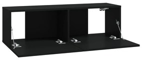 Set mobili porta tv 8pz nero in legno multistrato