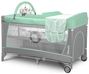 Lionelo - Lettino da viaggio FLOWER Turchese