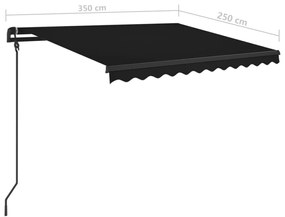 Tenda da Sole Retrattile Manuale con Pali 3,5x2,5 m Antracite