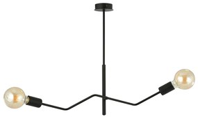 Sospensione Industrial 2 Luci Febe In Acciaio Nero E Bracci Regolabili