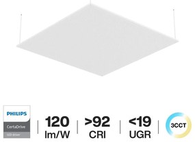 Pannello LED a Sospensione 60x60 42W CCT UGR19 PHILIPS CertaDrive CRI92 Colore Bianco Variabile CCT