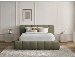 Letto matrimoniale imbottito verde contenitore e rete inclusi 180x200 cm Denali - Bobochic Paris