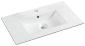 Lavabo a incasso rettangolare vasca centrale Essential L 81 x H 16 x P 46 cm in ceramica bianco lucido
