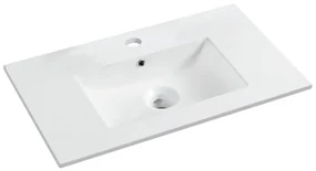 Lavabo integrale rettangolare vasca centrale Essential L 81 x H 16 x P 46 cm in ceramica bianco