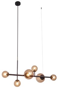 Lampada a sospensione Hotel Chic bronzo scuro con vetro bronzo 6 luci - Monaco