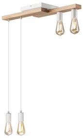 Lampadario a sospensione con filo CORTINA 4xE27/15W/230V bianco/quercia