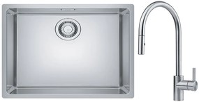 Set lavello in acciaio Franke Maris 122.0525.271, rubinetto da cucina Franke Eos 115.0590.045