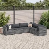 Set Divani da Giardino 6 pz con Cuscini in Polyrattan Grigio 3308138