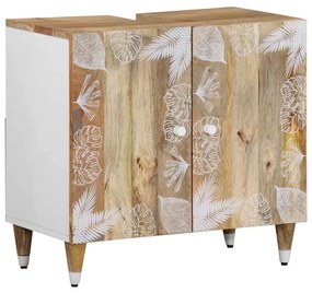 Mobile Lavabo Da Bagno 62x33x58cm İn Legno Massello Di Mango /