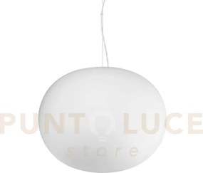 Cotton lampadario sospeso in vetro bianco 1 luce attcco e27 d.40cm