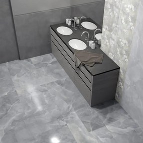 Piastrella da pavimento e rivestimento interno rettificato Venus in gres porcellanato lappato grey 60 x 60cm, Sp. 9 mm traffico intenso (pei 4/5) R9