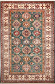 Kazak Tappeto 200x300 Verde (Pakistan) Annodato A Mano
