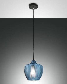 Lampadario Glamour Gallura nero paralume blu E27 LA MIA LUCE