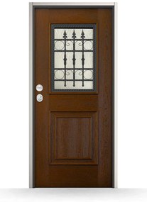 Porta blindata con vetro, Premium, Noce medio, 900 x 2100 mm ou su misura, modello Montichiari, classe di sicurezza 3, configura individualmente