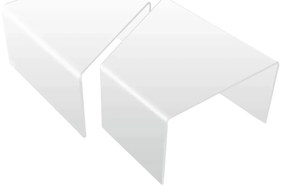 Coppia Di Tavolini Bassi Triangolari In Vetro Bianco e Curvato Da Salotto Soggiorno Sala Da Pranzo Studio Tavoli Bassi Design Moderno Elegante Merced 70 x 33 x 60 Cm Colore Bianco