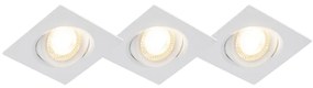 Set di 3 faretti da incasso bianchi con LED dimmerabile a 3 livelli - Miu