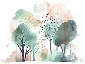 Carta da parati – Foresta dipinta delicata