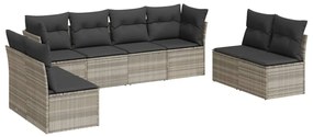 Set divano da giardino 8pz con cuscini grigio chiaro polyrattan