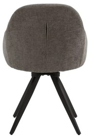 Set di sedie girevoli COVENT in tessuto grigio e gambe in metallo nero, con braccioli
