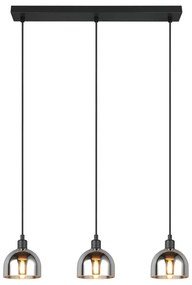 Lampadario nero/argentato con paralume in vetro Molly – Reality