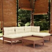 Set Divani da Giardino 5 pz con Cuscini Miele Legno di Pino 3096307