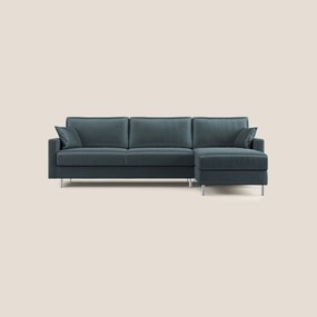 Andromeda divano letto angolare in velluto morbido impermeabile T01 grigio chiaro