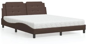 Letto Con Materasso Marrone 160x200cm İn Similpelle /