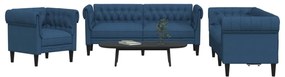 Set Di Divani 3 Pz Blu İn Tessuto /