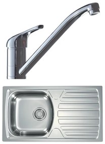 ALVEUS SETA259 - Lavello da cucina BASIC + miscelatore per lavello RIVIERA 14,8 cm satinato/cromo