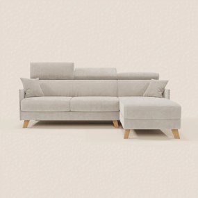 Sole Divano letto matrimoniale angolare con penisola contenitore e poggiatesta reclinabili - tessuto smacchiabile T23