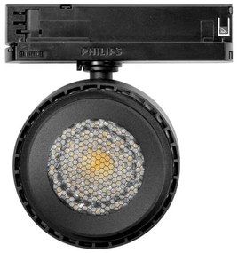 Faro LED 34W,Trifase, Regolabile 15°-60° Nero con driver Philips CRI97 UGR11 Colore Bianco Variabile CCT