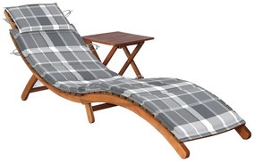 Sdraio da giardino con cuscino e tavolo in massello di acacia