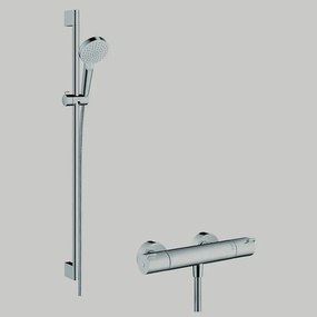 Trio (doccetta, tubo flessibile e supporto) HANSGROHE Crometta in abs cromato L 10 x H 28.15 x P 16.5 cm anticalcare 2 getti