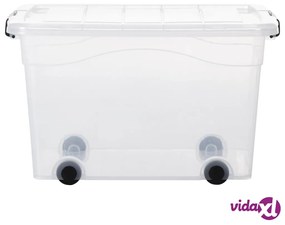vidaXL Scatole Trasparenti Portaoggetti con Ruote e Coperchi 2 pz 60 L