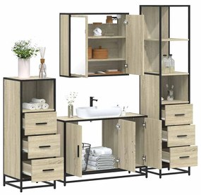 Set Mobili Da Bagno 4 Pz Rovere Sonoma İn Legno Multistrato /