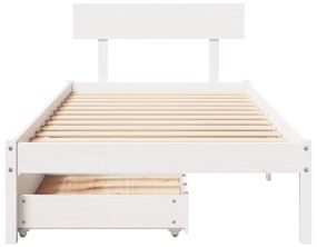 Letto senza materasso bianco 75x190 in legno massello di pino