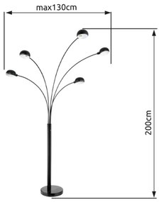 Globo 58228NB - Lampada con piedistallo SEYMOUR 5xE14/40W/230V nero
