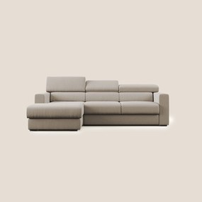 Dylan divano angolare con pouf estraibile poggiapiedi in tessuto simil cotone impermeabile T13