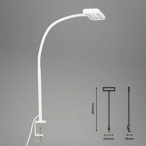 Brilo - LED Flessibile lampada da tavolo con clip TRASNA LED/7,5W/230V bianco