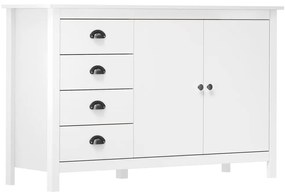 Credenza hill bianca 130x40x80 cm in legno massello di pino