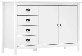 Credenza hill bianca 130x40x80 cm in legno massello di pino