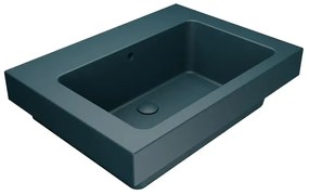 Lavabo a incasso e d'appoggio rettangolare vasca centrale Alaqua L 70 x H 25 x P 21 cm in ceramica blu opaco