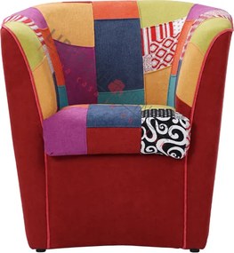 Poltrona da camera ufficio in tessuto BORDEAUX patchwork cucita a mano