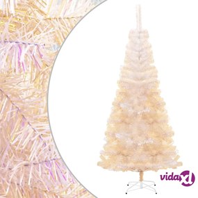 vidaXL Albero di Natale Artificiale Punte Iridescenti Bianco 180cm PVC
