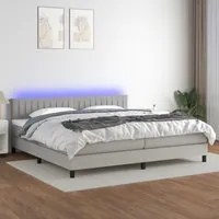 Letto a Molle Materasso e LED Grigio Chiaro 200x200 cm Tessuto 3133341