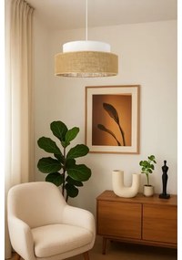 Lampadario a sospensione con filo BOHO 1xE27/60W/230V diametro 40 cm bianco/beige