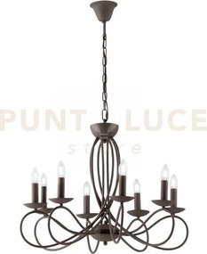 Lampadario ginevra corten 8 luci attacco e14 70x120cm con candelier...