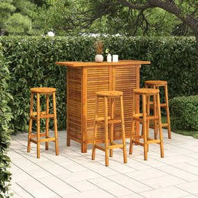Set Da Bar Per Giardino 5 Pz İn Legno Massello Di Acacia /
